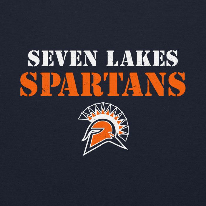 Close-up view of Seven Lakes High School Spartans Navy Blue Classic Unisex Hoodie 017