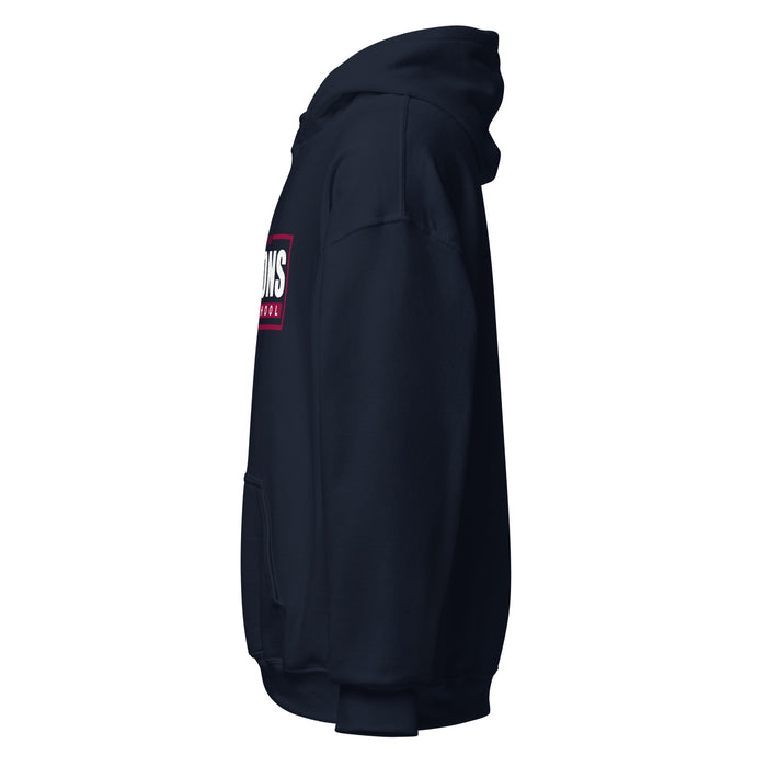 Left side view of Tompkins High School Falcons Navy Classic Unisex Hoodie 049