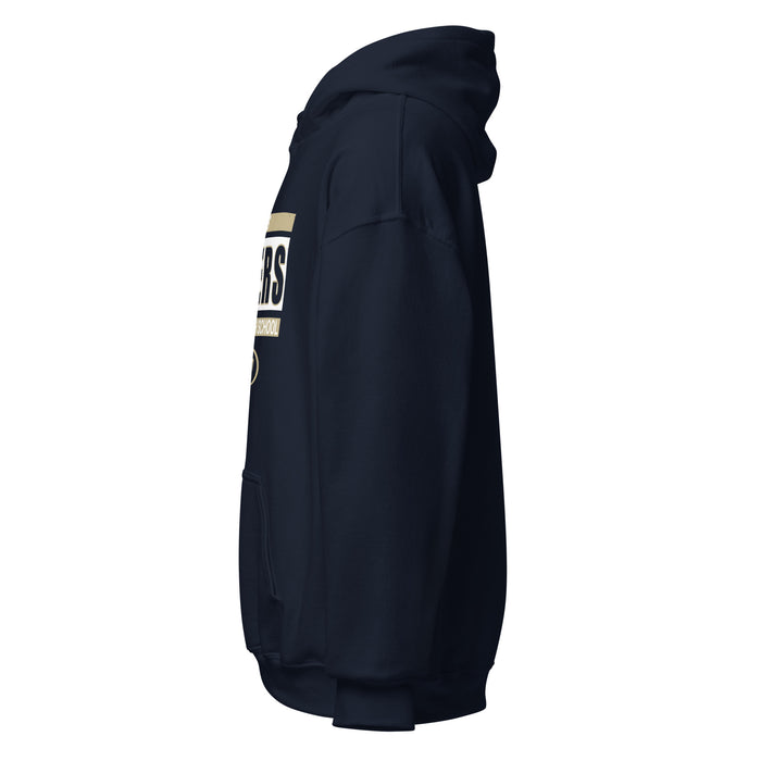 Side view of Klein Collins High School Tigers Navy Classic Unisex Hoodie 098