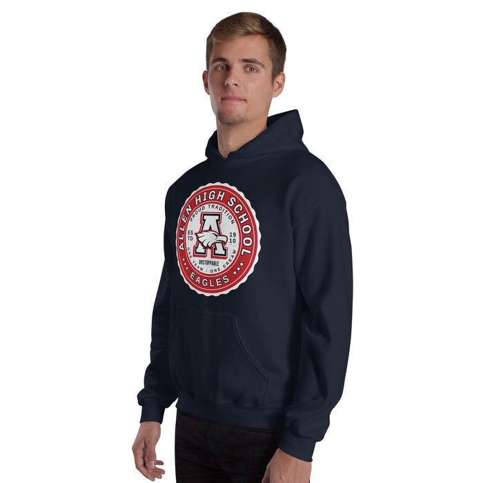 Man wearing Allen High School Eagles Classic Navy Unisex Hoodie 209