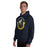 Man wearing Cypress Ranch High School Mustangs Navy Classic Unisex Hoodie 229