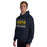 Man wearing Cypress Ranch High School Mustangs Navy Classic Unisex Hoodie 024