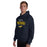 Man wearing Cypress Ranch High School Mustangs Navy Classic Unisex Hoodie 040