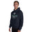 Man wearing Cypress Ridge High School Rams Navy Classic Unisex Hoodie 217