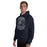 Man wearing Flower Mound High School Jaguars Navy Blue Classic Unisex Hoodie 207