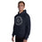 Man wearing Flower Mound High School Jaguars Navy Blue Classic Unisex Hoodie 214