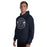 Man wearing Flower Mound High School Jaguars Navy Blue Classic Unisex Hoodie 239