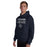Man wearing Flower Mound High School Jaguars Navy Blue Classic Unisex Hoodie 017