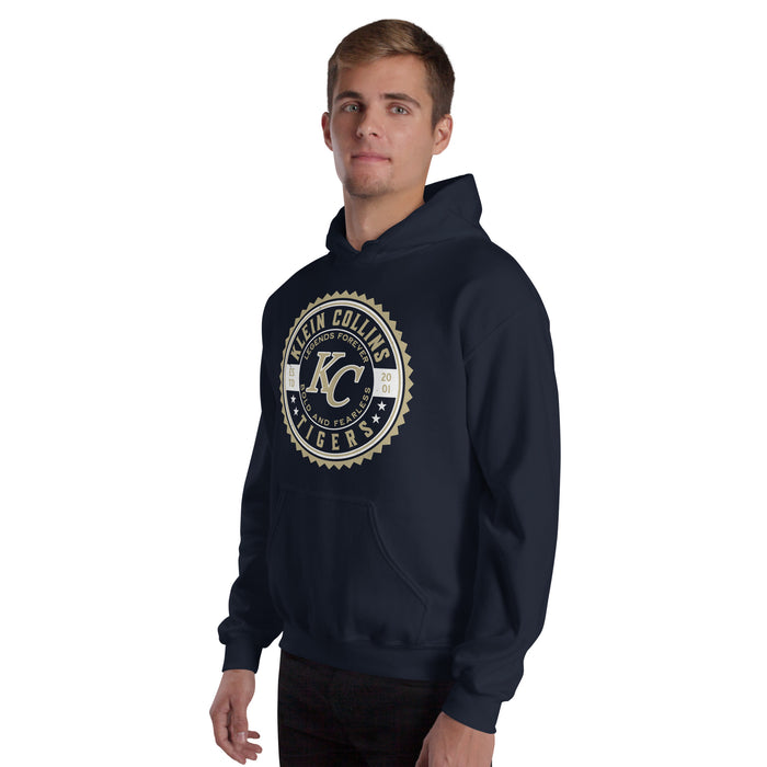 Man wearing Klein Collins High School Tigers Navy Classic Unisex Hoodie 203