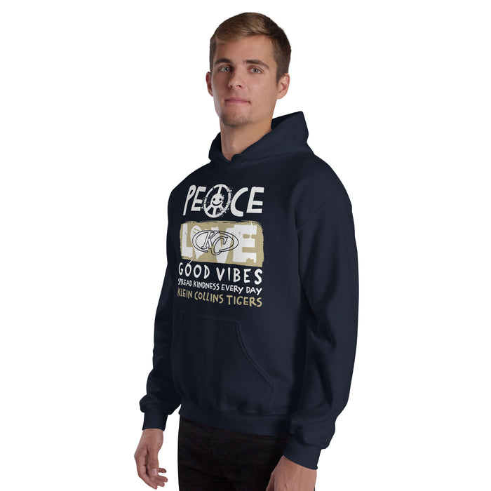 Man wearing Klein Collins High School Tigers Navy Classic Unisex Hoodie 240