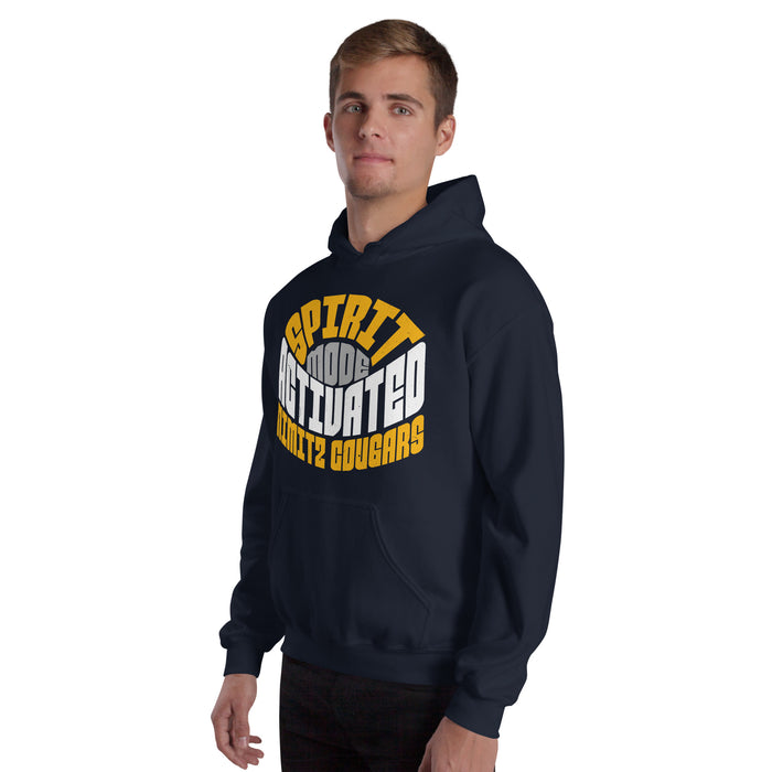 Man wearing Nimitz High School Cougars Navy Blue Classic Unisex Hoodie 242