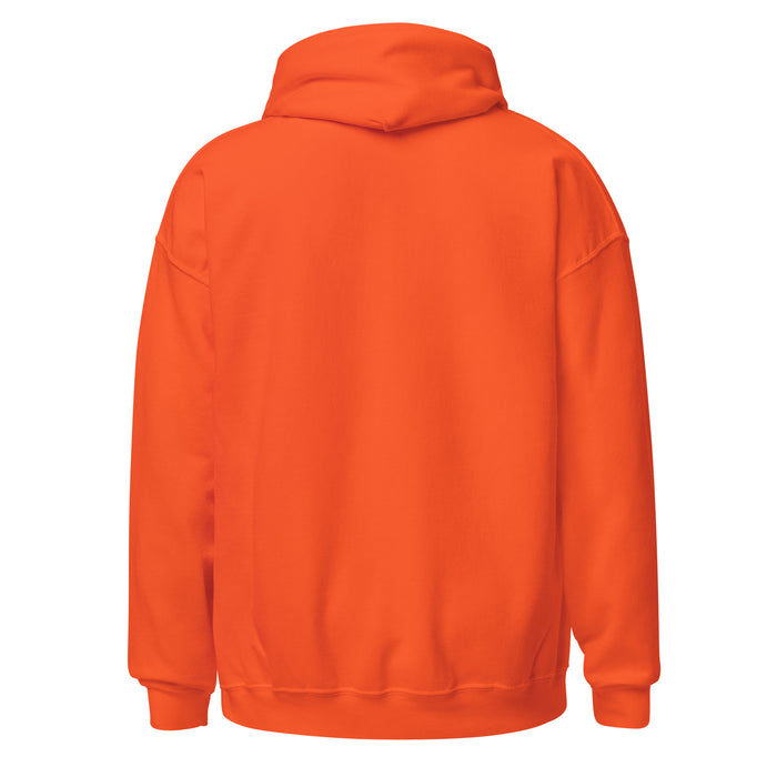Back view of Seven Lakes High School Spartans Orange Classic Unisex Hoodie 238