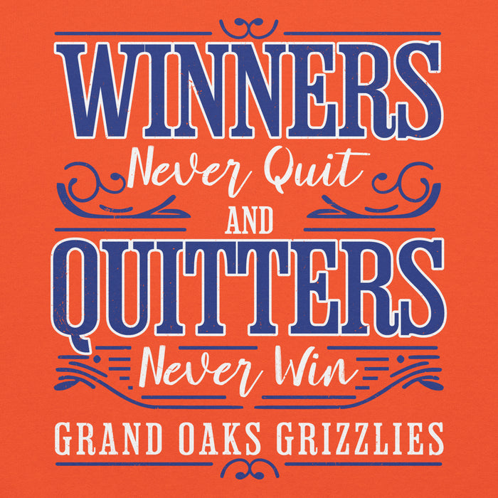 Close-up view of Grand Oaks High School Grizzlies Orange Classic Unisex Hoodie 237