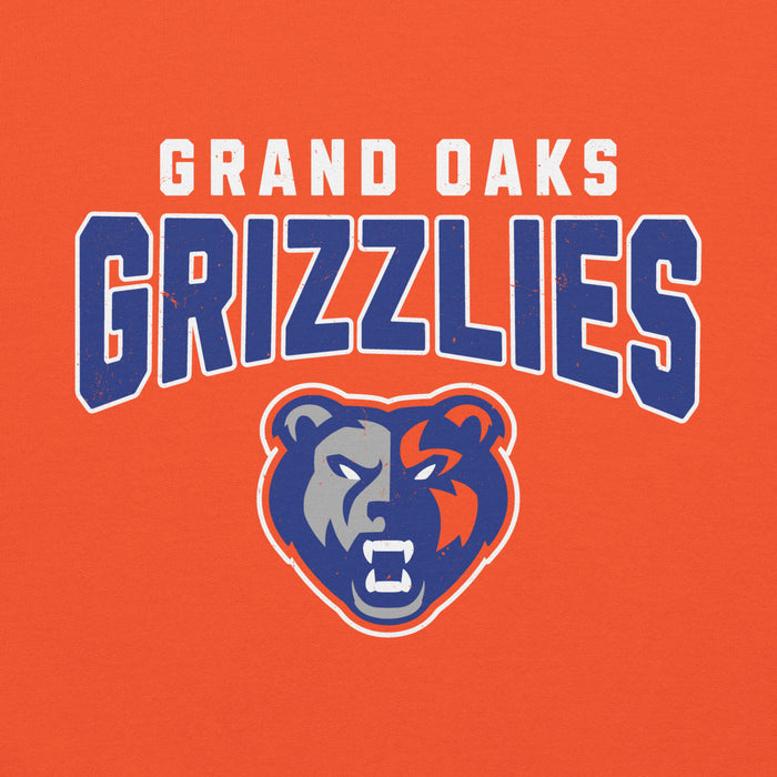 Close-up view of Grand Oaks High School Grizzlies Orange Classic Unisex Hoodie 234