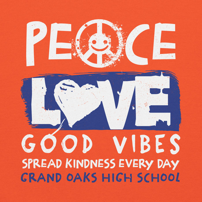 Close-up view of Grand Oaks High School Grizzlies Orange Classic Unisex Hoodie 240