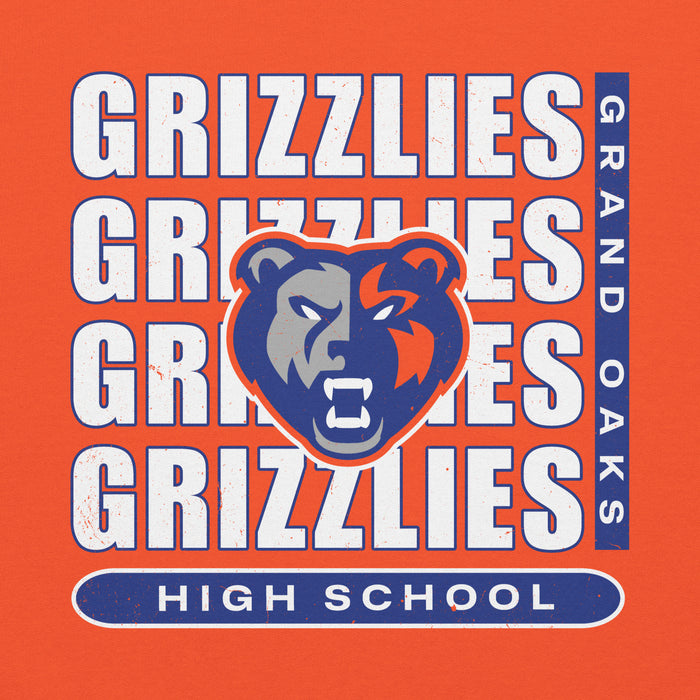 Close-up view of Grand Oaks High School Grizzlies Orange Classic Unisex Hoodie 235