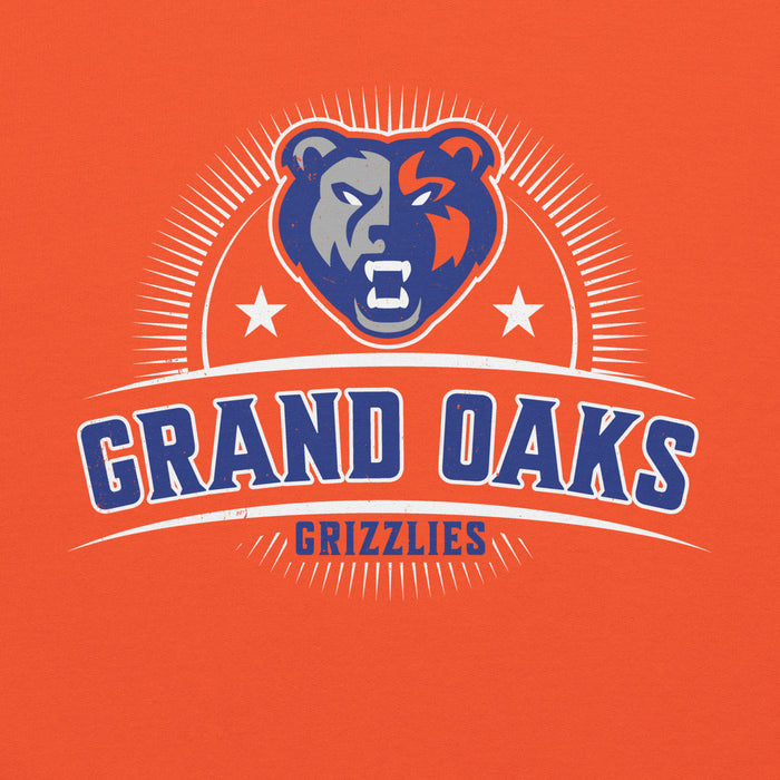 Close-up view of Grand Oaks High School Grizzlies Orange Classic Unisex Hoodie 221