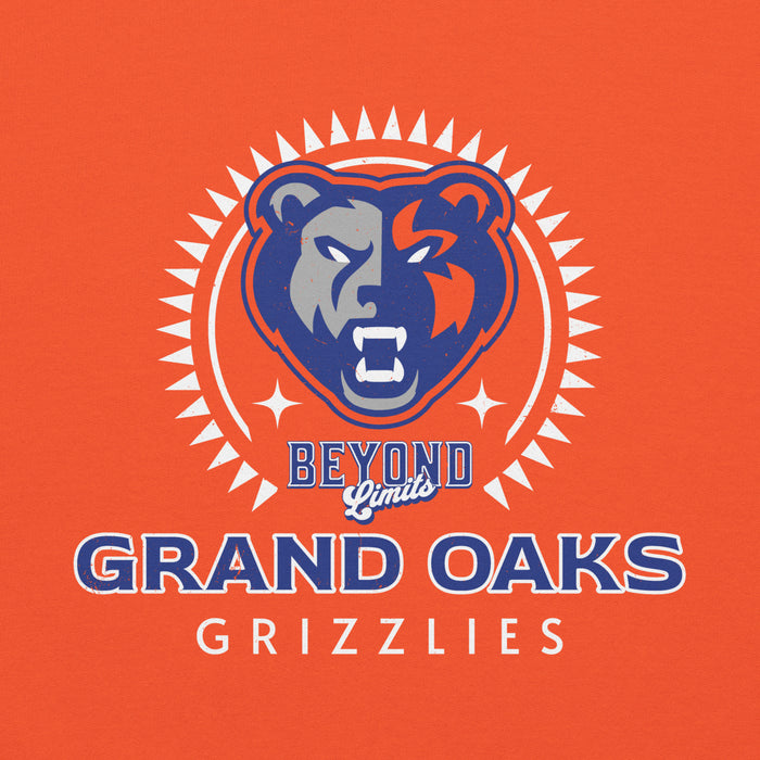 Close-up view of Grand Oaks High School Grizzlies Orange Classic Unisex Hoodie 226