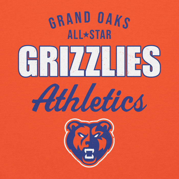 Close-up view of Grand Oaks High School Grizzlies Orange Classic Unisex Hoodie 034