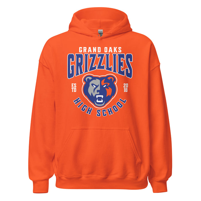 Grand Oaks High School Grizzlies Orange Classic Unisex Hoodie 213