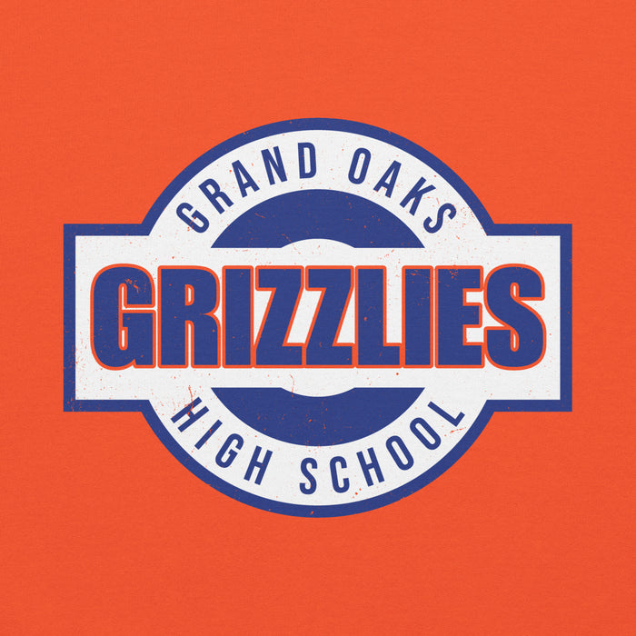 Close-up view of Grand Oaks High School Grizzlies Orange Classic Unisex Hoodie 011
