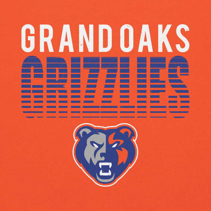 Close-up view of Grand Oaks High School Grizzlies Orange Classic Unisex Hoodie 024