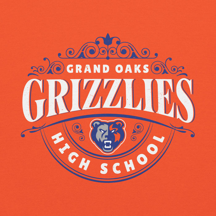 Close-up view of Grand Oaks High School Grizzlies Orange Classic Unisex Hoodie 211