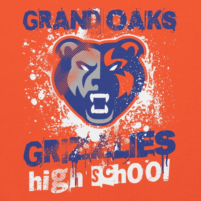 Close-up view of Grand Oaks High School Grizzlies Orange Classic Unisex Hoodie 205