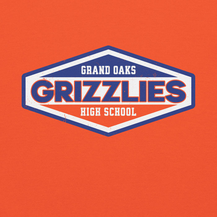 Close-up view of Grand Oaks High School Grizzlies Orange Classic Unisex Hoodie 009