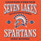 Close-up view of Seven Lakes High School Spartans Orange Classic Unisex Hoodie 230