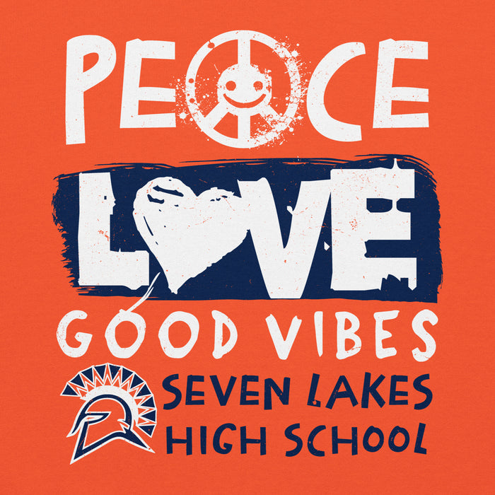 Close-up view of Seven Lakes High School Spartans Orange Classic Unisex Hoodie 240
