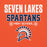 Close-up view of Seven Lakes High School Spartans Orange Classic Unisex Hoodie 003
