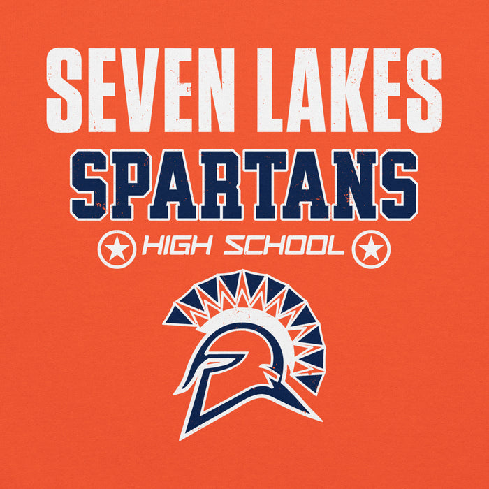 Close-up view of Seven Lakes High School Spartans Orange Classic Unisex Hoodie 003