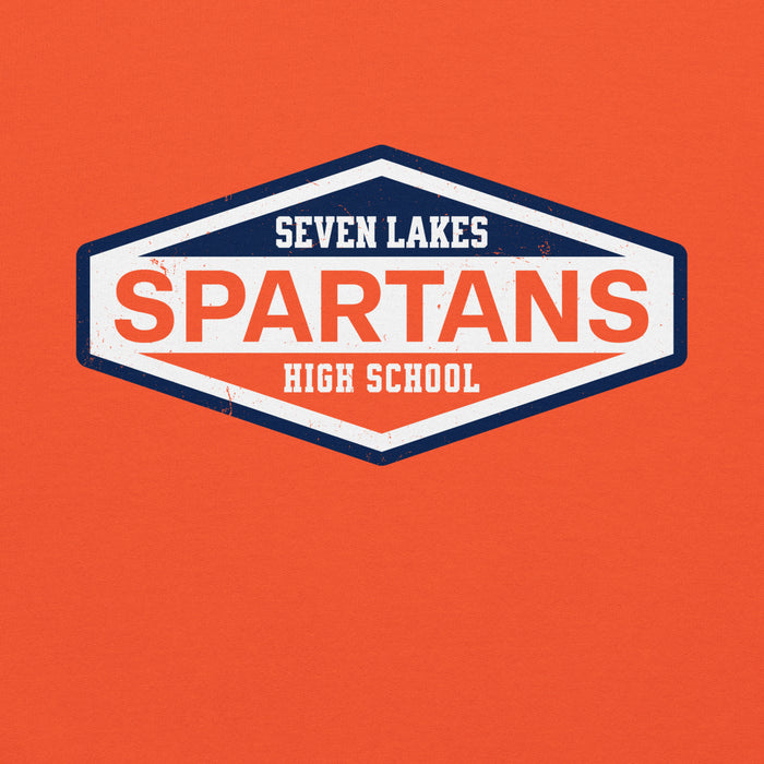 Close-up view of Seven Lakes High School Spartans Orange Classic Unisex Hoodie 009
