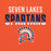 Close-up view of Seven Lakes High School Spartans Orange Classic Unisex Hoodie 024