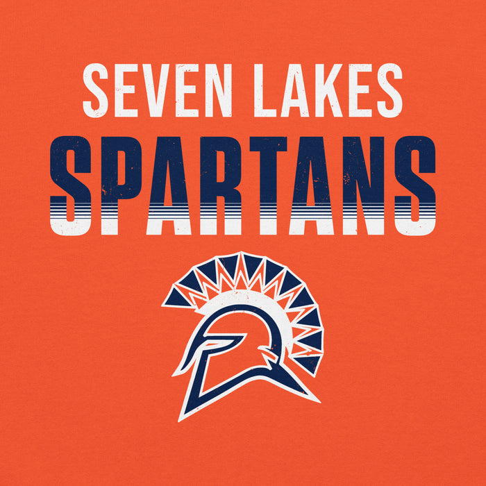 Close-up view of Seven Lakes High School Spartans Orange Classic Unisex Hoodie 024