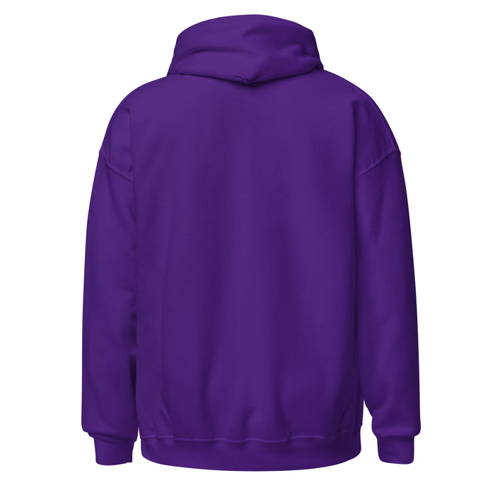 Back view of Morton Ranch High School Mavericks Purple Classic Unisex Hoodie 254