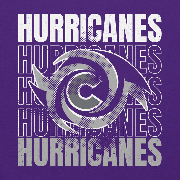 Close-up view of Klein Cain High School Hurricanes Purple Classic Unisex Hoodie 233