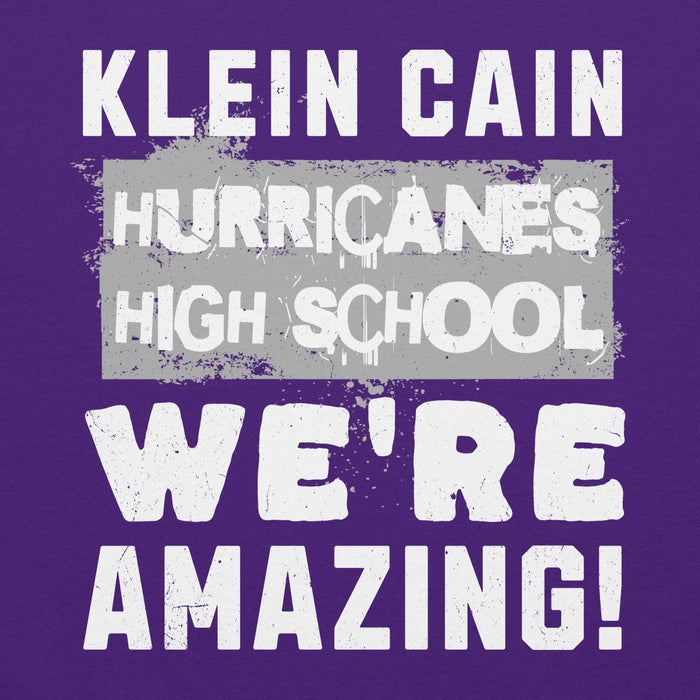 Close-up view of Klein Cain High School Hurricanes Purple Classic Unisex Hoodie 231