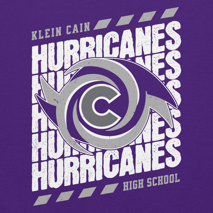 Close-up view of Klein Cain High School Hurricanes Purple Classic Unisex Hoodie 223