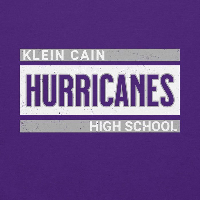 Close-up view of Klein Cain High School Hurricanes Purple Classic Unisex Hoodie 098