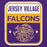 Close-up view of Jersey Village High School Falcons Purple Classic Unisex Hoodie 001