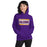 Woman wearing Jersey Village High School Falcons Purple Classic Unisex Hoodie 098