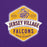 Close-up view of Jersey Village High School Falcons Purple Classic Unisex Hoodie 209