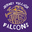 Close-up view of Jersey Village High School Falcons Purple Classic Unisex Hoodie 228