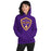 Woman wearing Jersey Village High School Falcons Purple Classic Unisex Hoodie 225