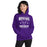 Woman wearing Morton Ranch High School Mavericks Purple Classic Unisex Hoodie 230