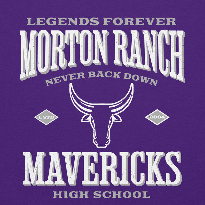 Close-up view of Morton Ranch High School Mavericks Purple Classic Unisex Hoodie 230