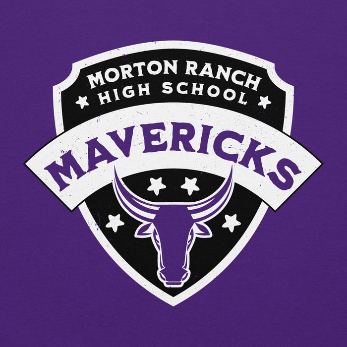 Close-up view of Morton Ranch High School Mavericks Purple Classic Unisex Hoodie 221