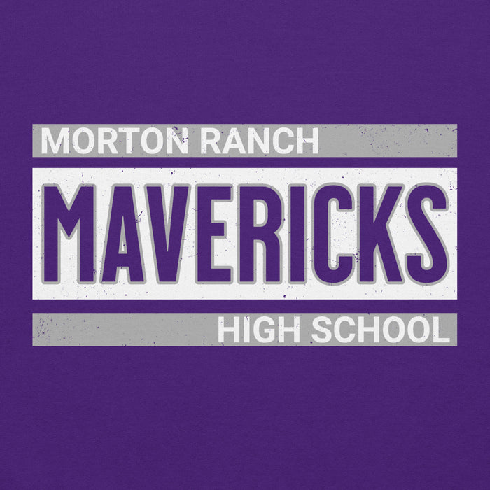 Close-up view of Morton Ranch High School Mavericks Purple Classic Unisex Hoodie 098